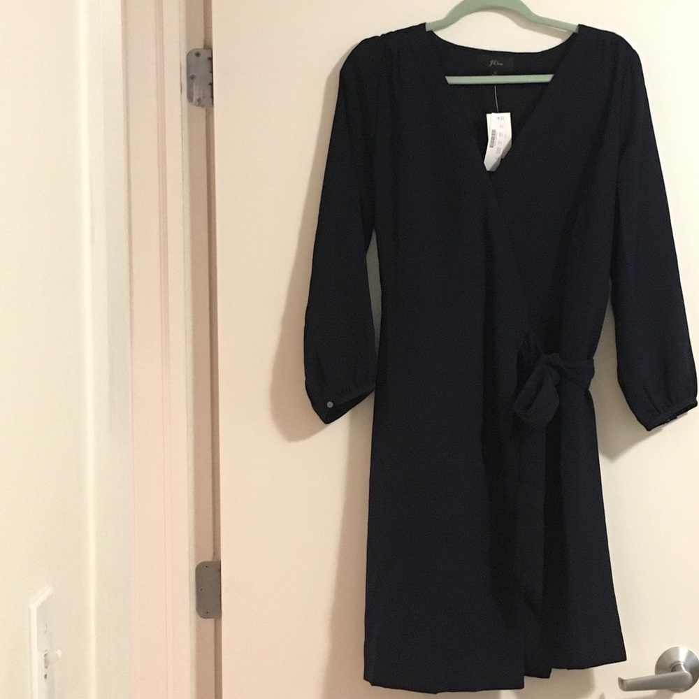 J. Crew Navy Blue Crepe Wrap Dress